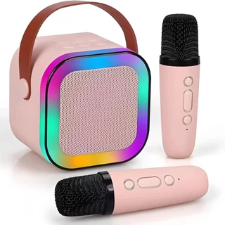 FUSHANG Caixa De Som C/ 2 Microfones Bluetooth 5.0 Karaokê Luzes led, Entretenimento em Casa
