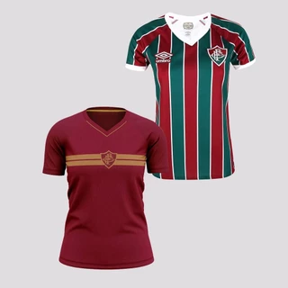 Kit Camisa Umbro Fluminense I 2023 Feminina + Camisa Fluminense Prank Feminina Vinho