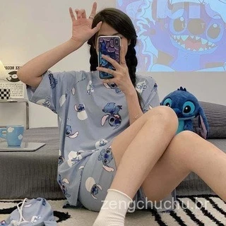 Conjunto Pijamas Stitch Verão - Short e Camiseta Respirável para Dormir em Casa  Lilo & Stitch em Oferta na Shopee