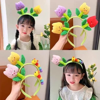 Acessório De Cabelo Com Faixa De Cabeça De Desenho Animado Infantil Flor De Pelúcia Coreana Única