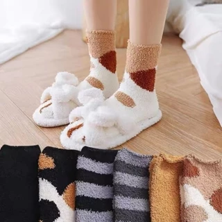 Kit 6 Meias de Lã Aconchegantes/ Forradas/ Macias e Antiderrapantes/ Perfeitas Para o Outono e Inverno/ Modelos Sortidos em Oferta na Shopee