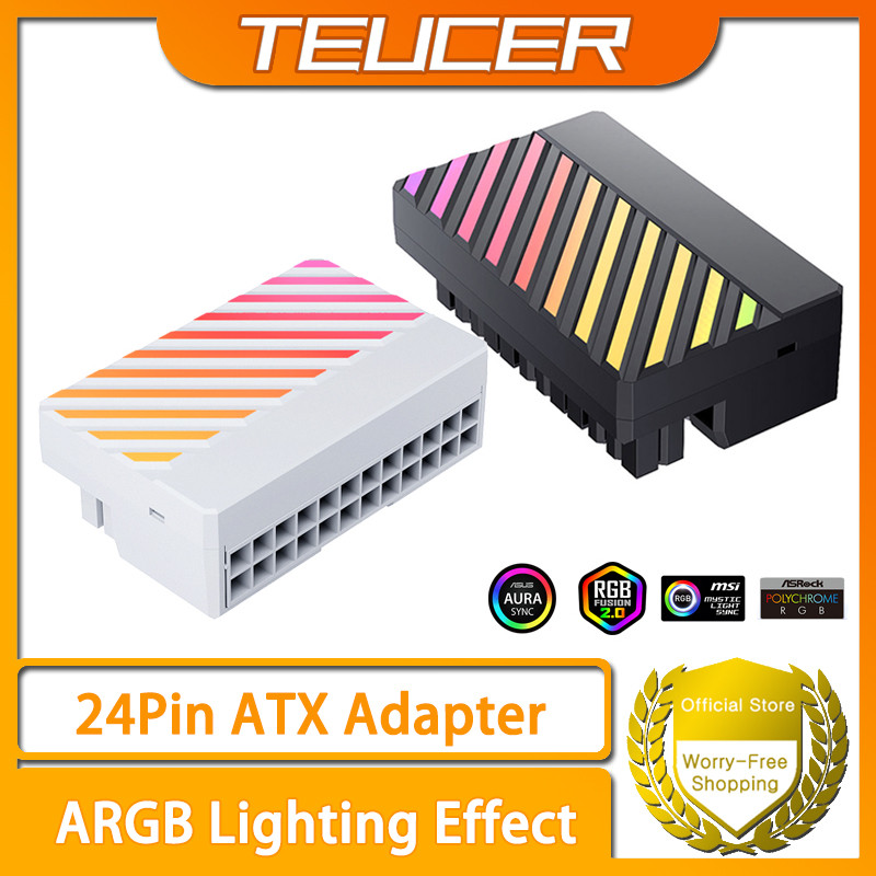 Adaptador TEUCER ATX 24Pin ARGB , 90 ° De Cabo De Alimentação RGB Para ...