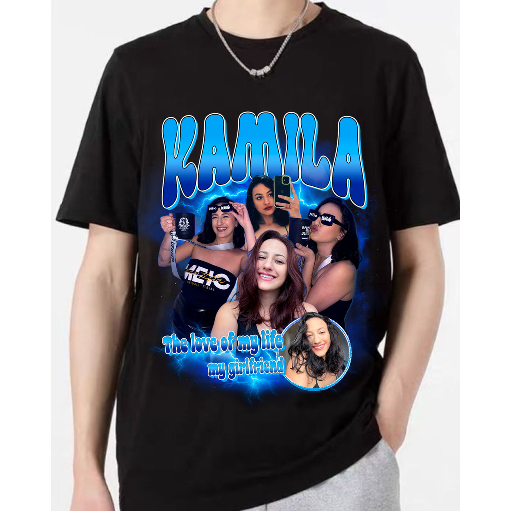 Camiseta Básica Com Foto Nome Frase E Arte Bootleg Do P Ao G3