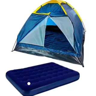 Kit Barraca Camping 3 Pessoas + Colchão Inflável Casal Resistente Com Bomba Embutida em Oferta na Shopee