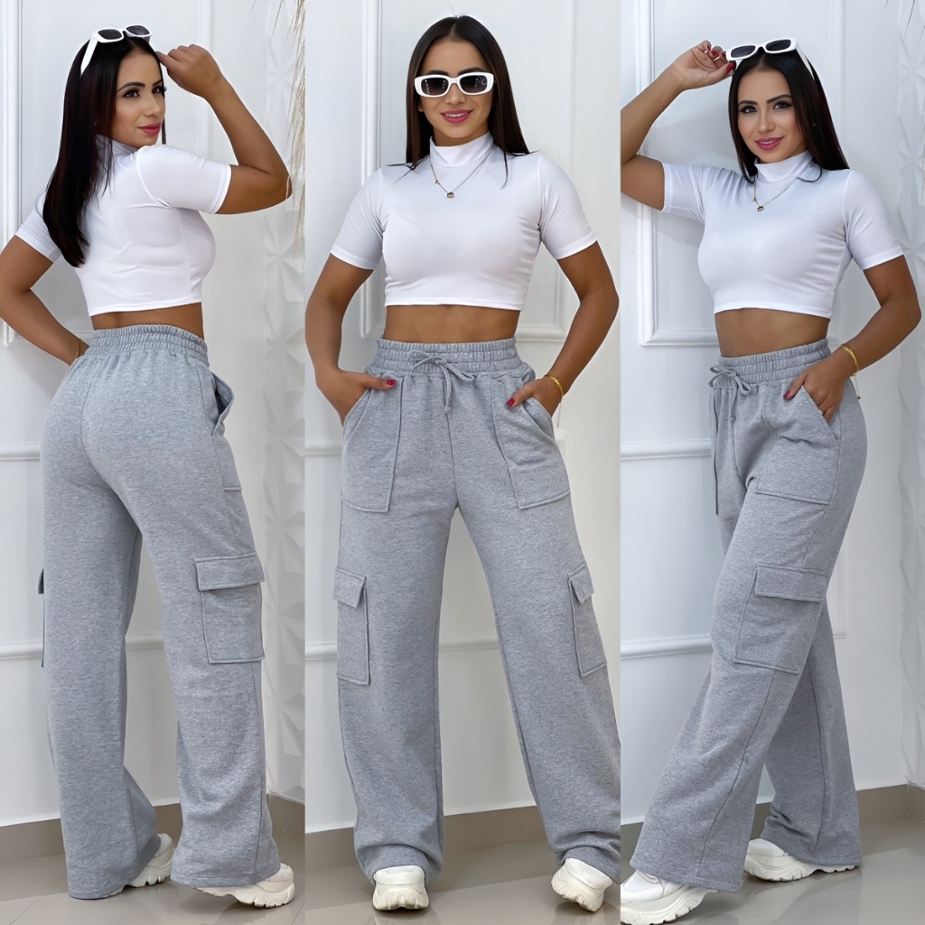 Calça Moletom CalÃ§as Femininas Largas Calça Moletom Flanelada