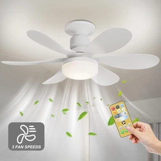 Ventilador de teto Com Luz para Pequeno Espaço (6 Hélices) Controle Remoto Bivolt LED 110V-220V