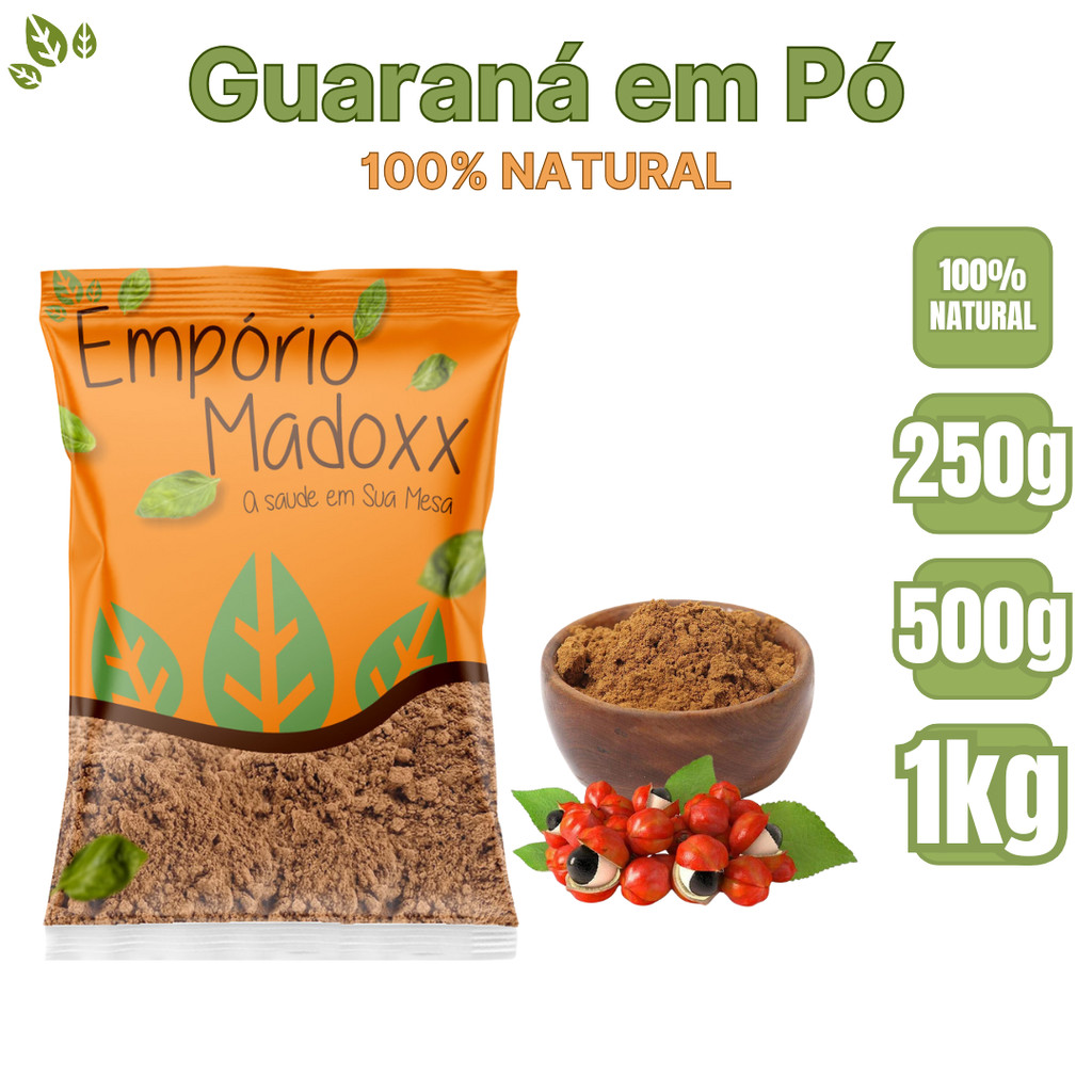 Guaraná em Pó Natural Energia Com Vigor Cafeína Sem Glúten 100% Puro ...