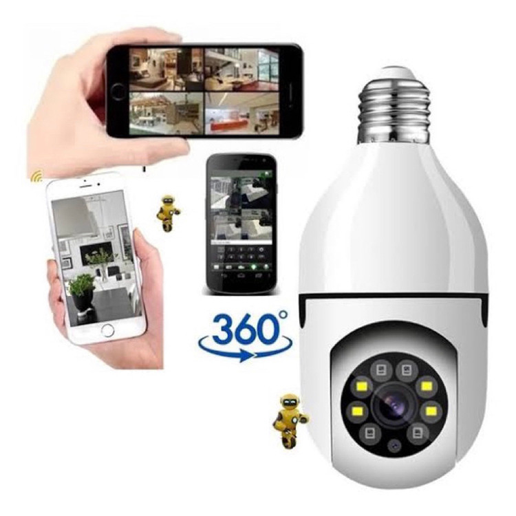 Imagem produto do Câmera Segurança Wifi Ip Sem Fio 360 Com Encaixe Lâmpada Bocal Aplicativo Full HD Visão Noturna - Bivolt 1