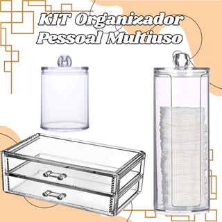 KIT Organizadores Acrílico Porta Algodão Porta Cotonetes E Organizador Pessoal Multiuso De 2 Gavetas em Oferta na Shopee