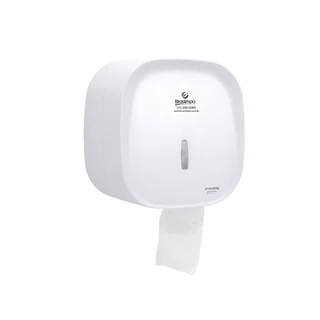 Dispenser Rolão 300m Branco Invoq Premisse com Logo Braslimpo em Oferta na Shopee