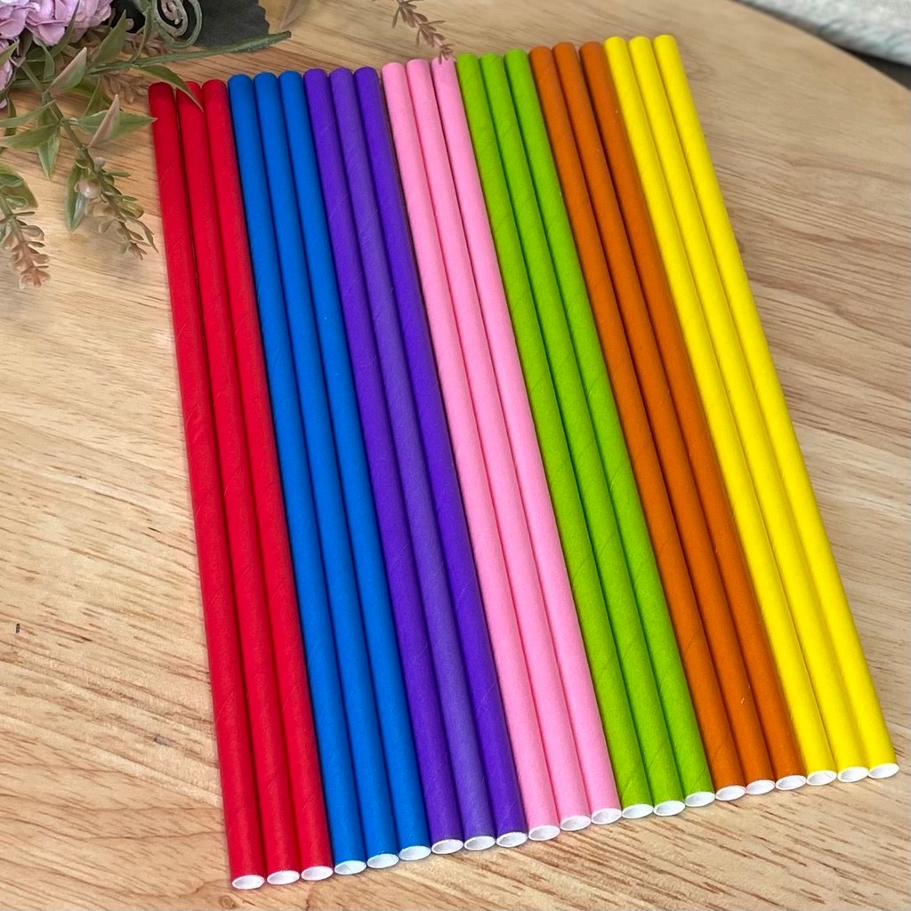 Canudo Colorido de Papel para Festas, Drinks e Decoração - c/ 12 ...