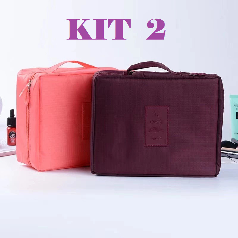 Kit 2 Necessaire Organizadora Pouch Para Viagem/Maquiagem