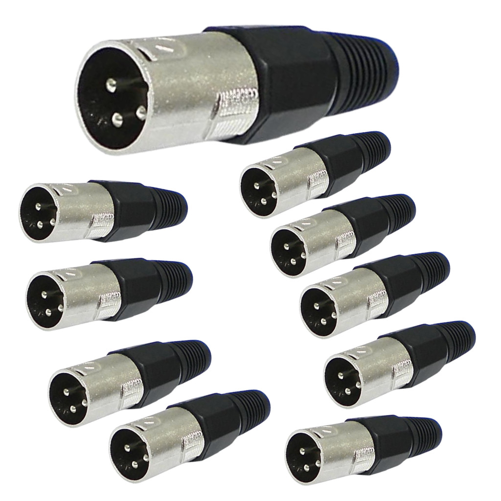 KIT 10 PLUG XLR CANNON PRETO CORPO PLASTICO | Shopee Brasil