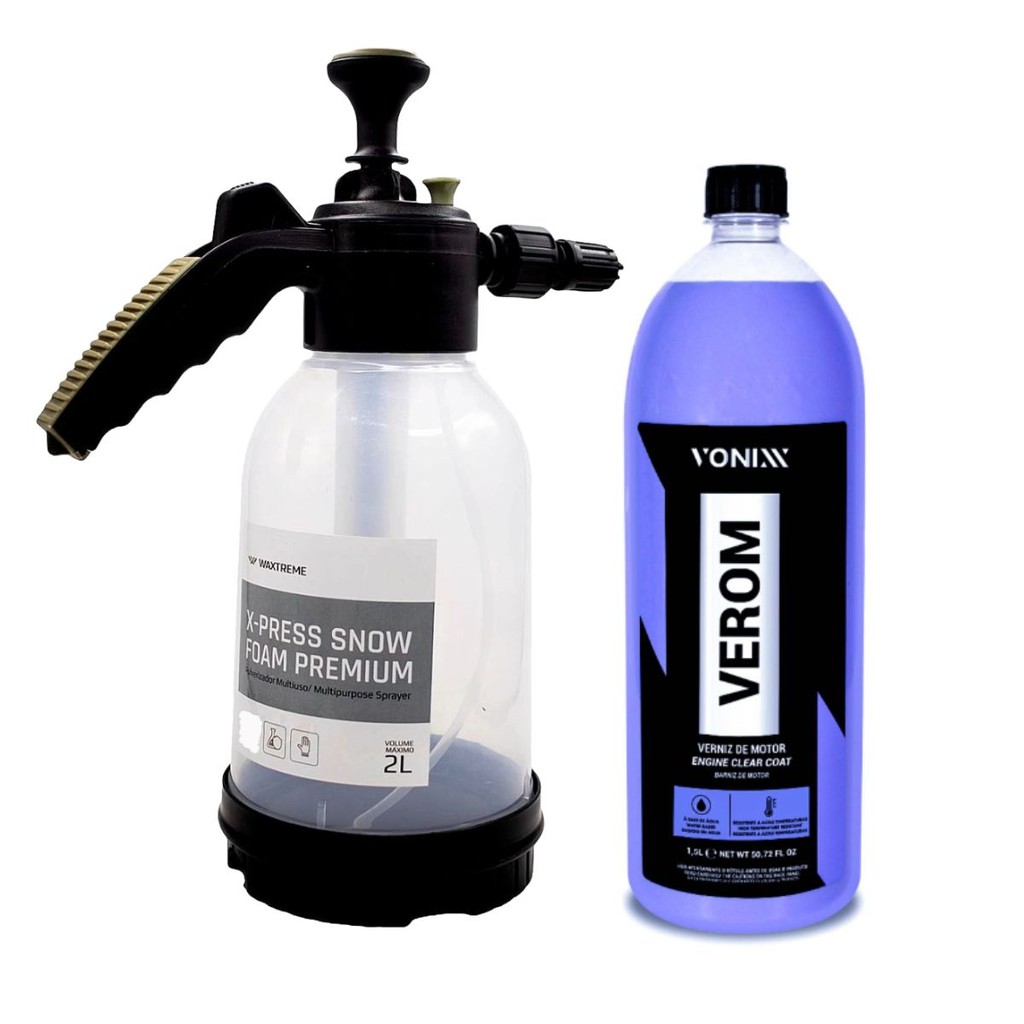 X-Press Snow Foam 2 Litros Waxtreme + Verniz de Motor Verom 1,5 Litros ...