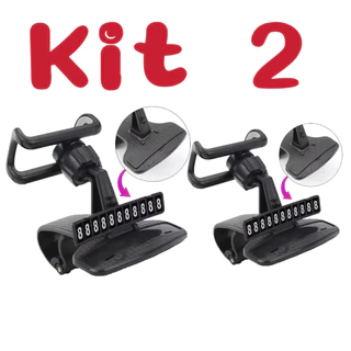 Kit 2 Suporte de telefone de painel de carro 360 ajustável com GPS e número de estacionamento oculto 