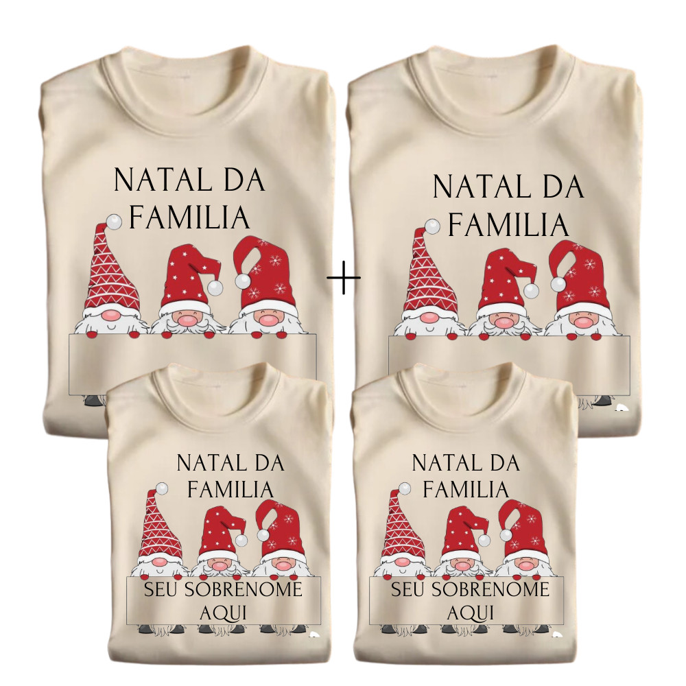 Kit 3 ou mais Camisetas Personalizadas Natal da Família (Sobrenome) Merry Christmans Festas Look