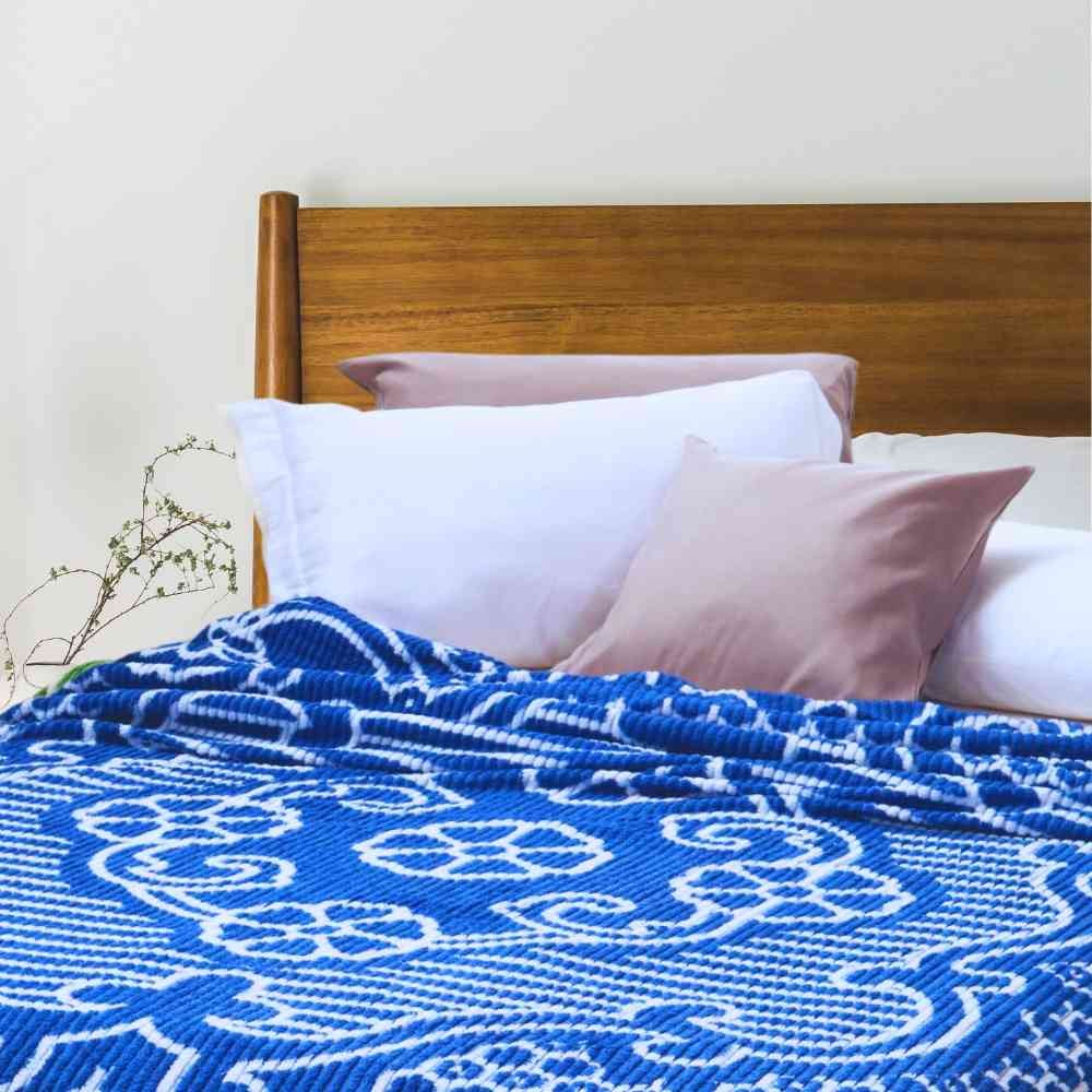 Colcha Chenille Jolitex Queen Com Franja 2,20x2,40m Azul | Shopee