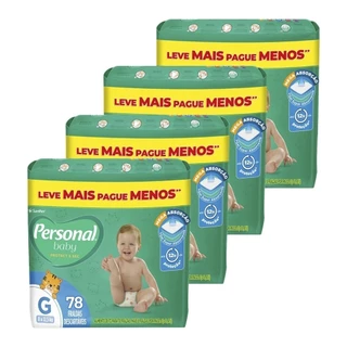 Fralda Descartável Personal Giga Grande - 4 Embalagem com 78 Unidades - Total de 312 Tiras em Oferta na Shopee