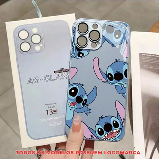 Capinha capa AG vidro silicone à prova choque Stitch para iPhone 6 7 8 11 12 13 14 15 s plus pro max mini xr x/xs xs.max