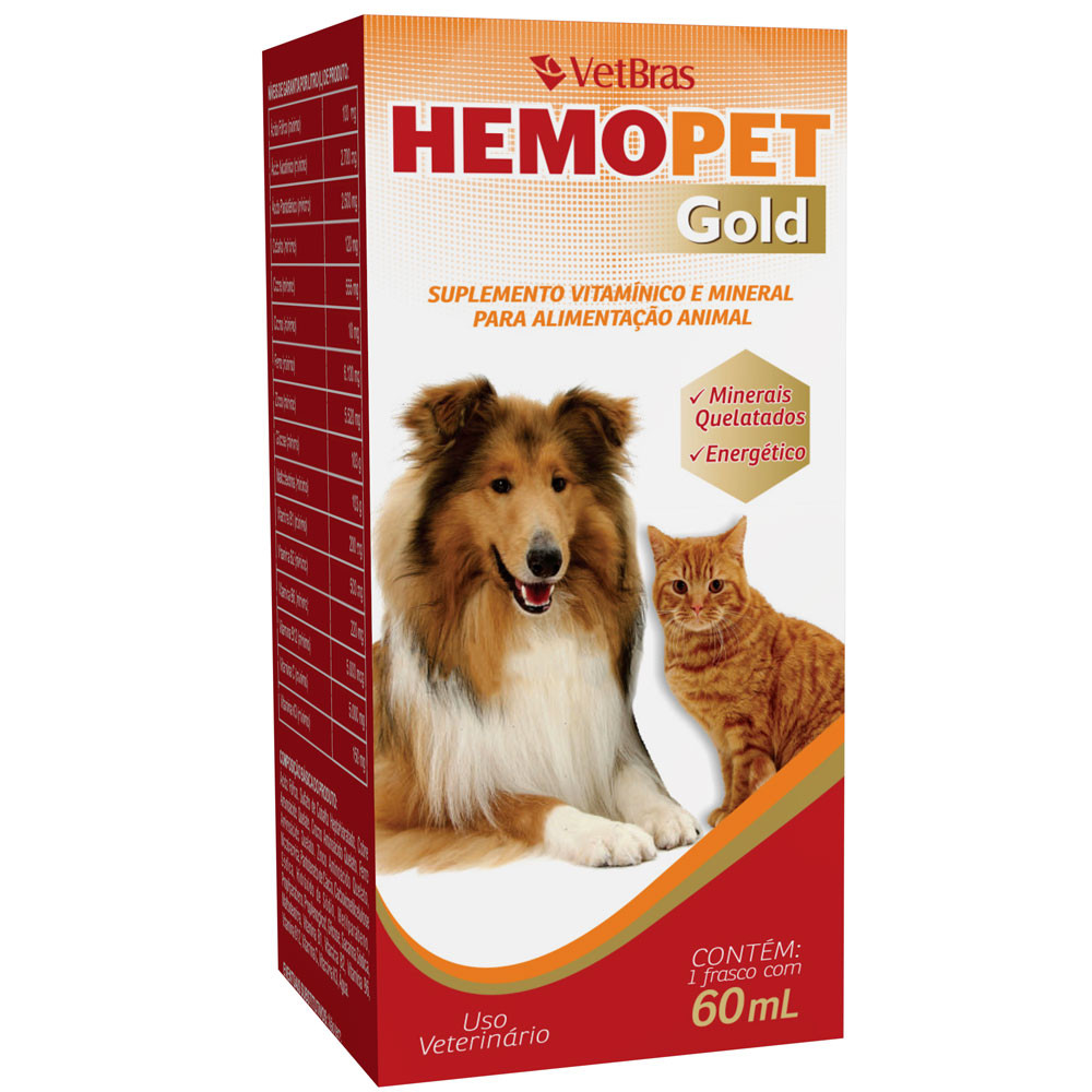 Vitamina Hemopet Gold Suplemento Vitamínico para Cães e Gatos 60ml ...