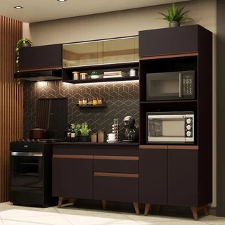 Armário de Cozinha Completa Reims Madesa 260cm Reims Madesa 07 em Oferta na Shopee