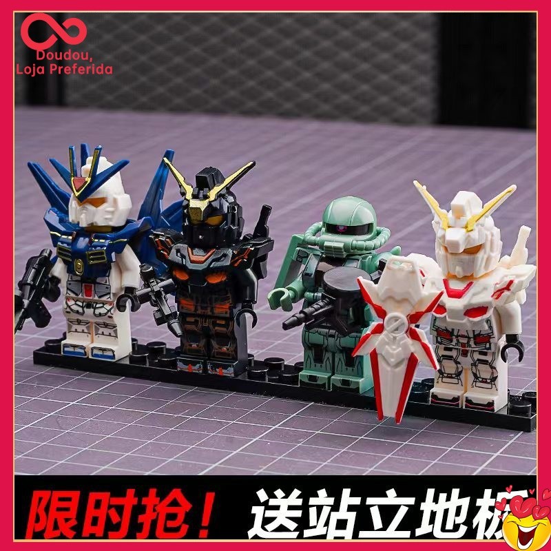 Liquidação de estoque compatível com LEGO Mecha Gundam Mobile Suit Toy Man Blocos de montagem quebra-cabeças para crianç