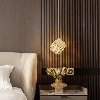 Luxuoso lustre de metal de cristal cúbico de cabeceira 5W 3cor 110v-220v（(Bivolt）