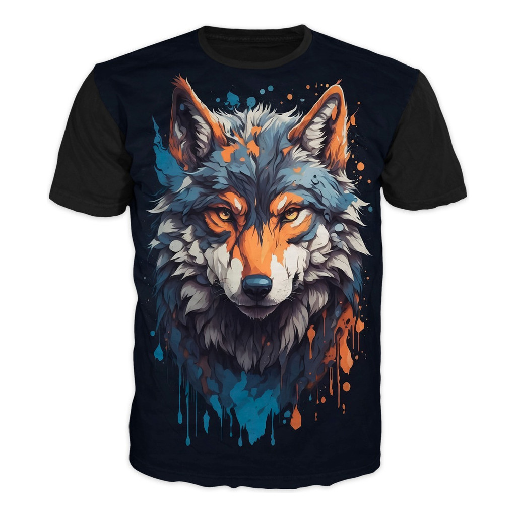 Camiseta Lobos Camiseta Estampada 100 Algodão