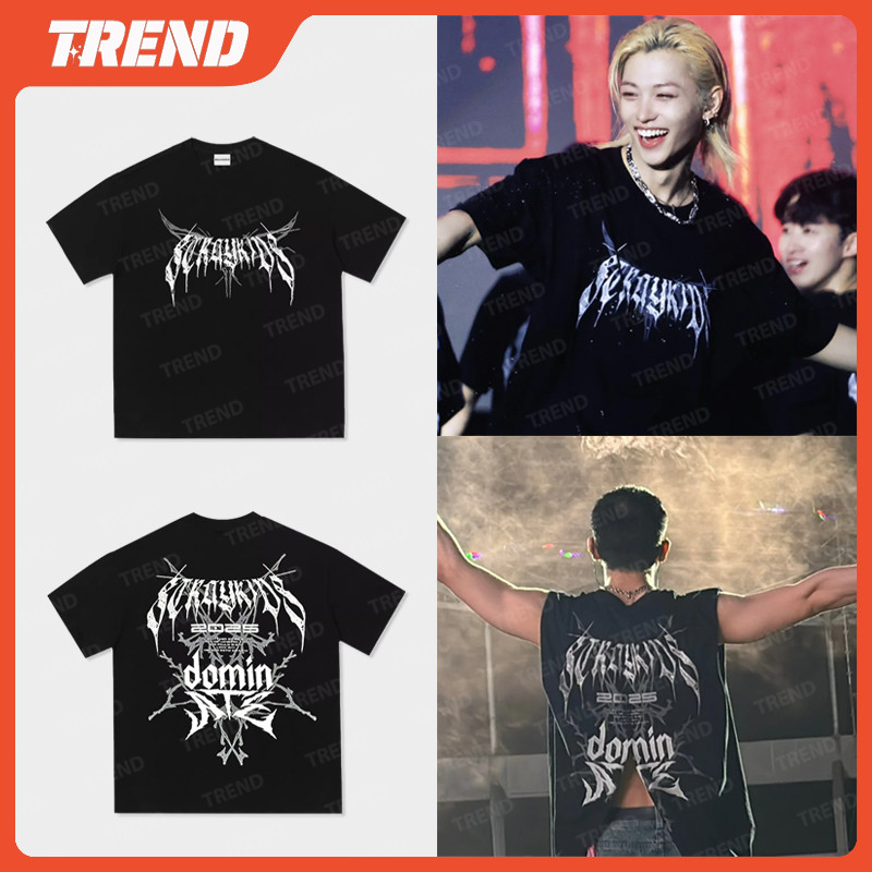 T-shirt SKZ Karma - Dominate World Tour - Unisexe, Streetwear, Col Rond, Manches Courtes, 100% Coton