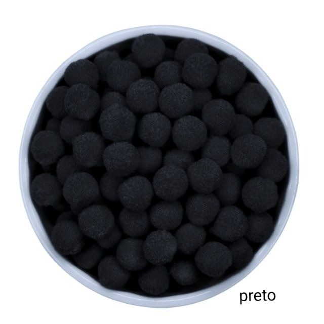 200 Unid. Pom-Pom Fofinho Solto - 10mm (1CM) - COR : PRETO