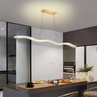 Lustre Pendente Nórdico Minimalista Ondulado Dourado Luz 3/1