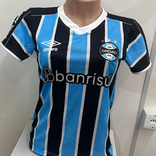 Camisa do Grêmio Tradicional Azul c/ Preto Classica Babylook Camiseta Feminina Gremio Modelo Justa Melhor Promoção
