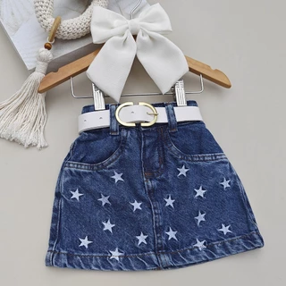 Saia Menina Verão Jeans Luz Estrelas