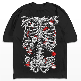 Camiseta Oversized Natal Esqueleto Punk Gótico Caveira Streetwear Camisa Unissex
