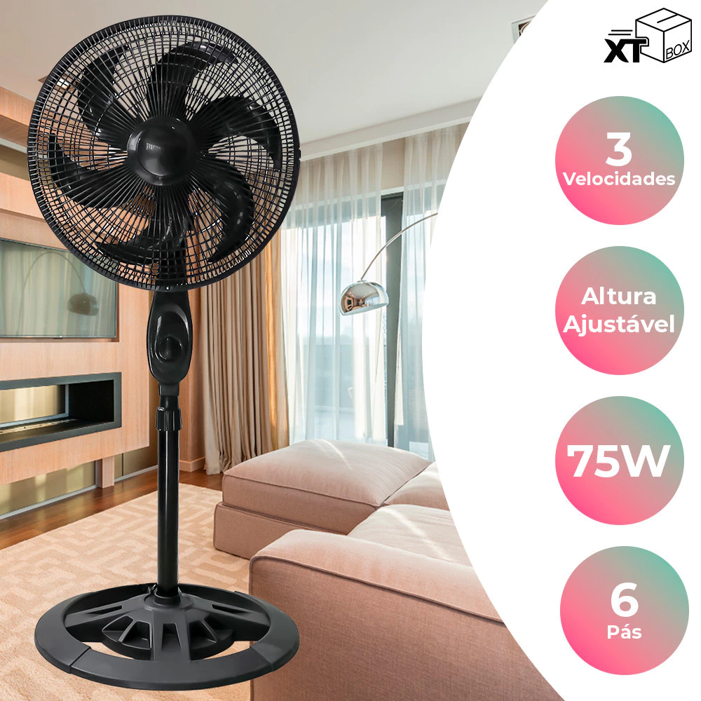 Ventilador De Coluna De Chão Turbo Vento Forte 3 Velocidades 110v 220v
