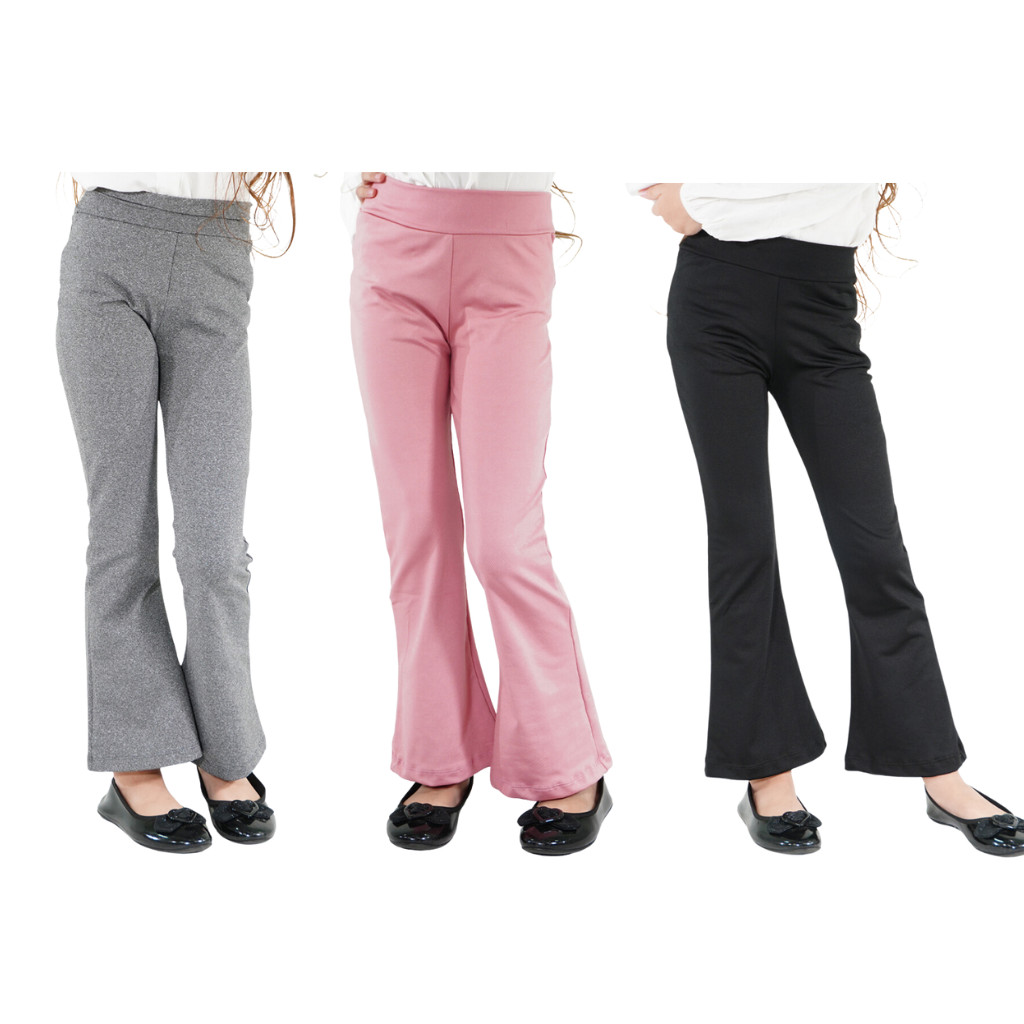 Kit com 3 Calças Flare Bailarina Suplex grosso Infantil e juvenil - para Adolescentes (2 ao 16)