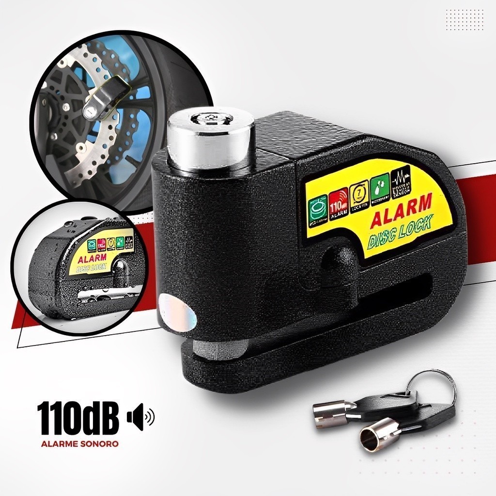 Trava Cadeado De Freio Disco Com Alarme Sonoro Para Moto | Shopee Brasil