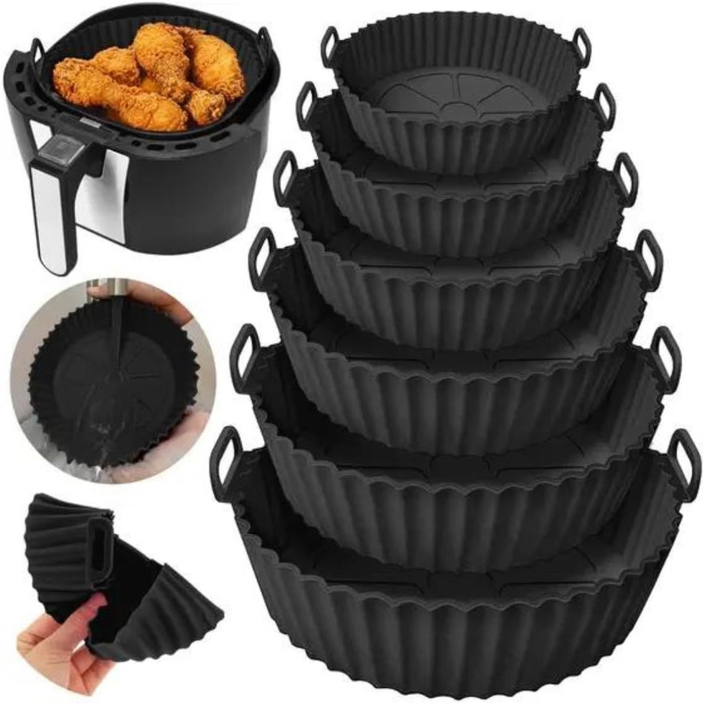 Kit 6 Forma De Silicone Para Fritadeira Air Fryer Com Alça Antiaderente Cozinha