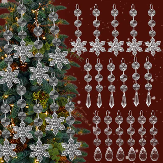Produtos De Decoração De Natal-5 Peças De Contas De Cristal Acrílico Pendan-Pingentes De Gelo De Floco De Neve-Enfeite D