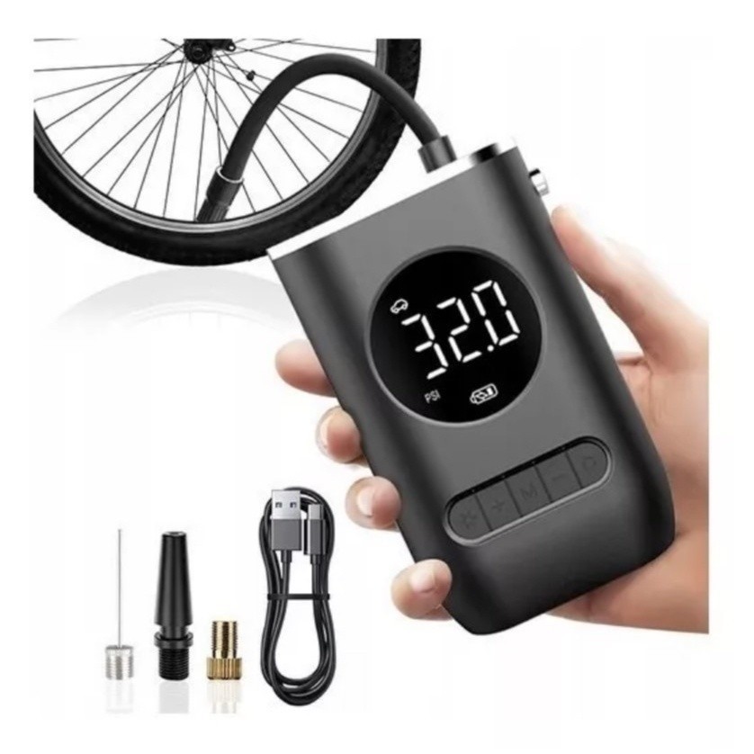 Mini Compressor de Ar Portatil Recarregavél Digital USB Calibrador Pneu Envio Imediato