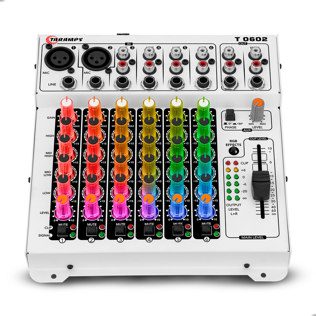 Mesa de Som Taramps T 0602 Multicolor 6 Canais LED RGB com Equalização ...
