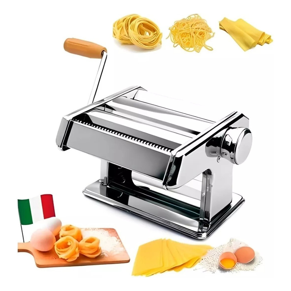 Máquina Macarrão Caseira Laminador Massas Macarrão Luxo Inox