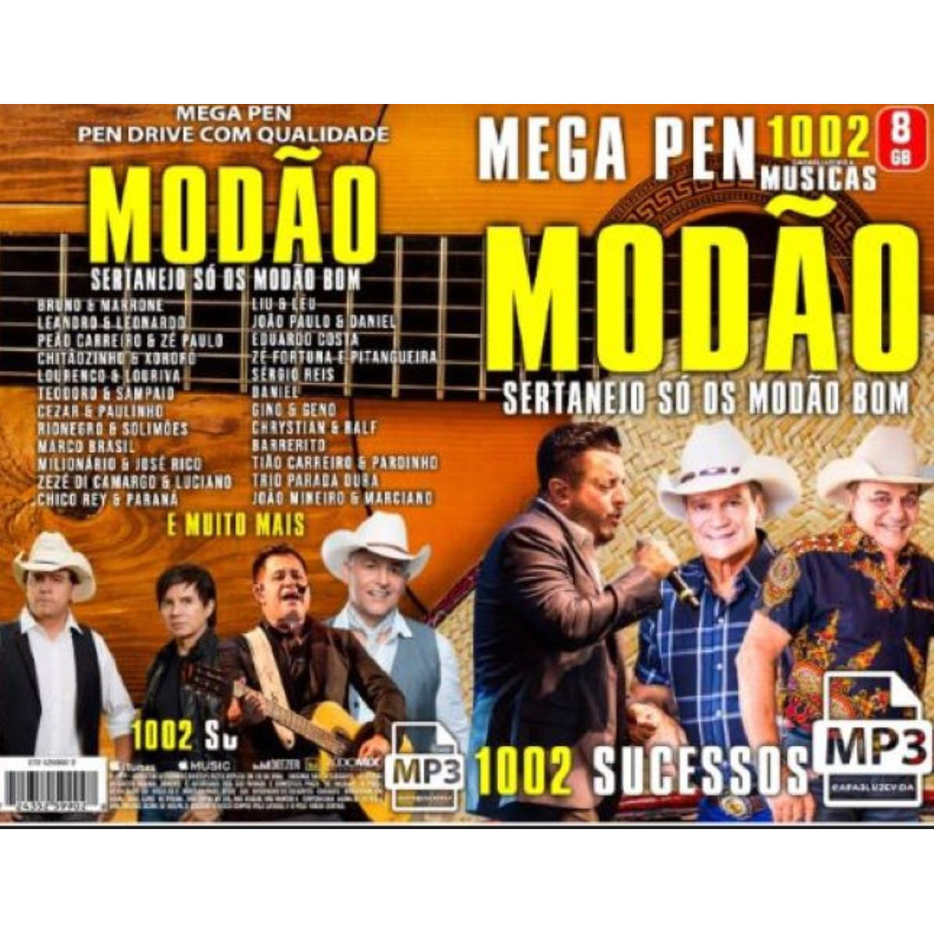 Pen Drive 8 Giga / 1002 Modão Sertanejo Só Os Modão Bom