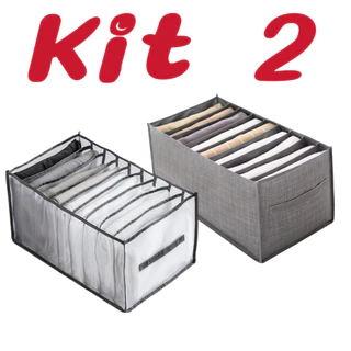 Kit 2 Organizador de Gavetas Guarda Roupas 44x22x24cm com 9 Divisórias Espaçosas  MARISA em Oferta na Shopee