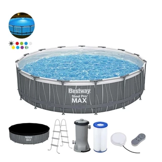 Piscina Estrutural 14.970L Circular com LED + Escada + Filtro 110V ou 220V + Capa Bestway