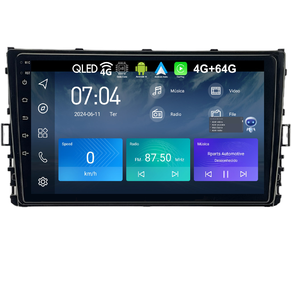 Kit Multimidia 9 Polegadas Android VW Polo Virtus T-Cross Octa Core 4GB ...