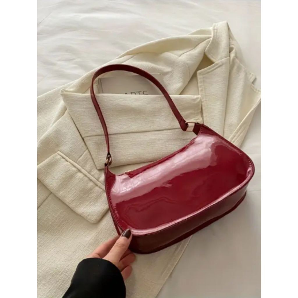 Bolsa Verniz Baguete Feminina Brilhante de Ombro Ultima Moda | Shopee ...
