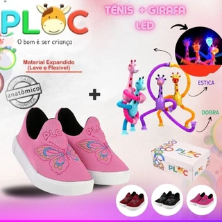 Kit Divertido Ploc : Tênis Borboletas Casual Flat Passeio Escola + Girafa Led Sortida MENINA em Oferta na Shopee