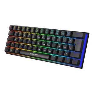 TECLADO GAMER MECÂNICO NEOLOGIC PRECISION DARK 60% RAINBOW 61 TECLAS SWITCH RED PRETO CABO TIPO C