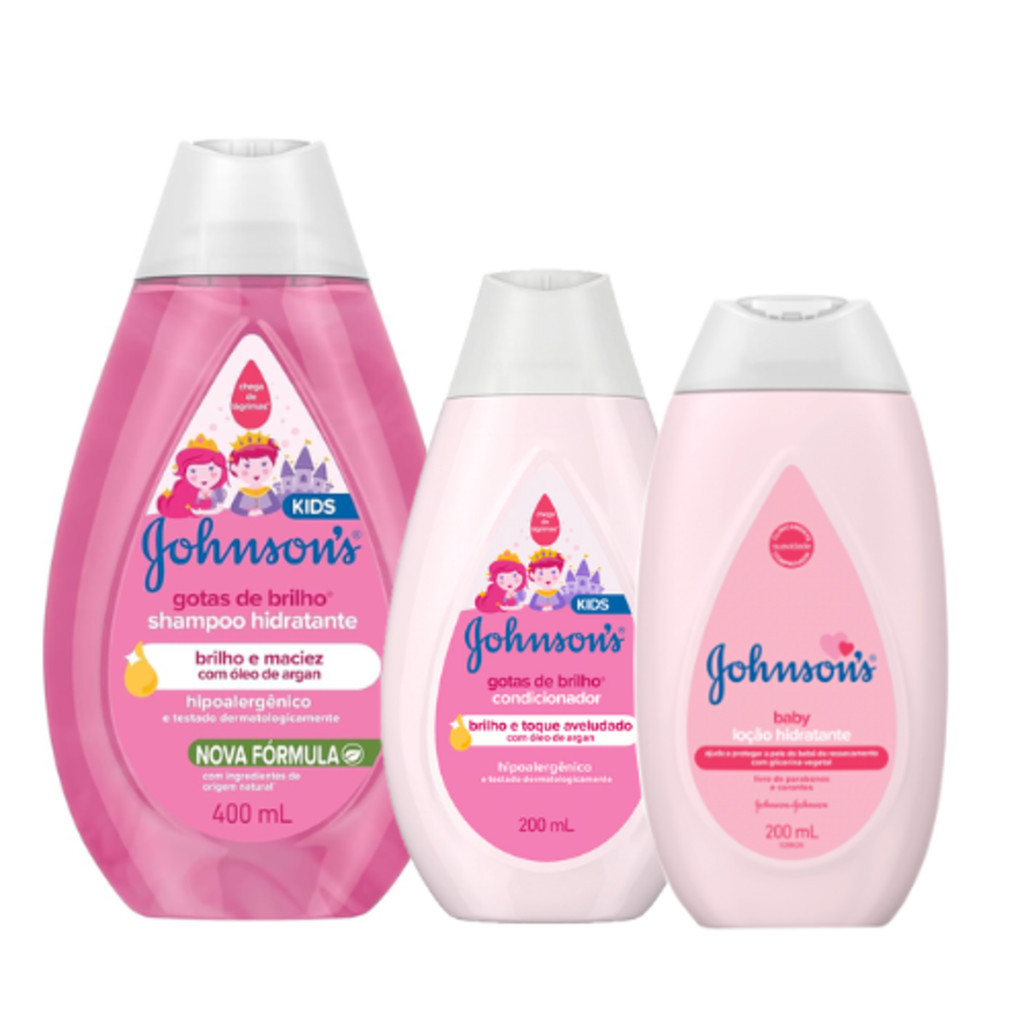 KIT JOHNSON'S BABY Gotas de Brilho - Shampoo + Condicionador + Loçao ...